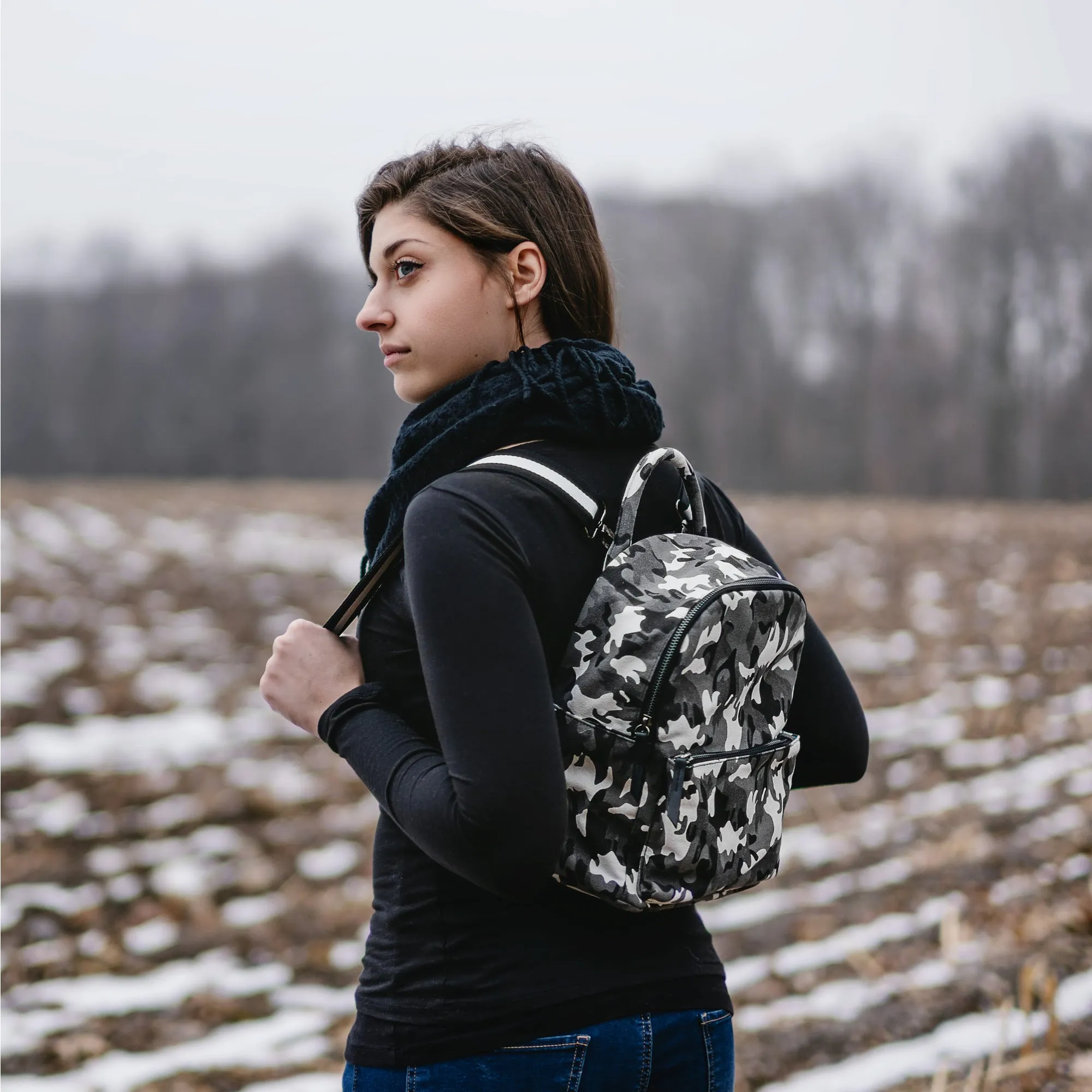 Alex Noir Canvas Camo Backpack