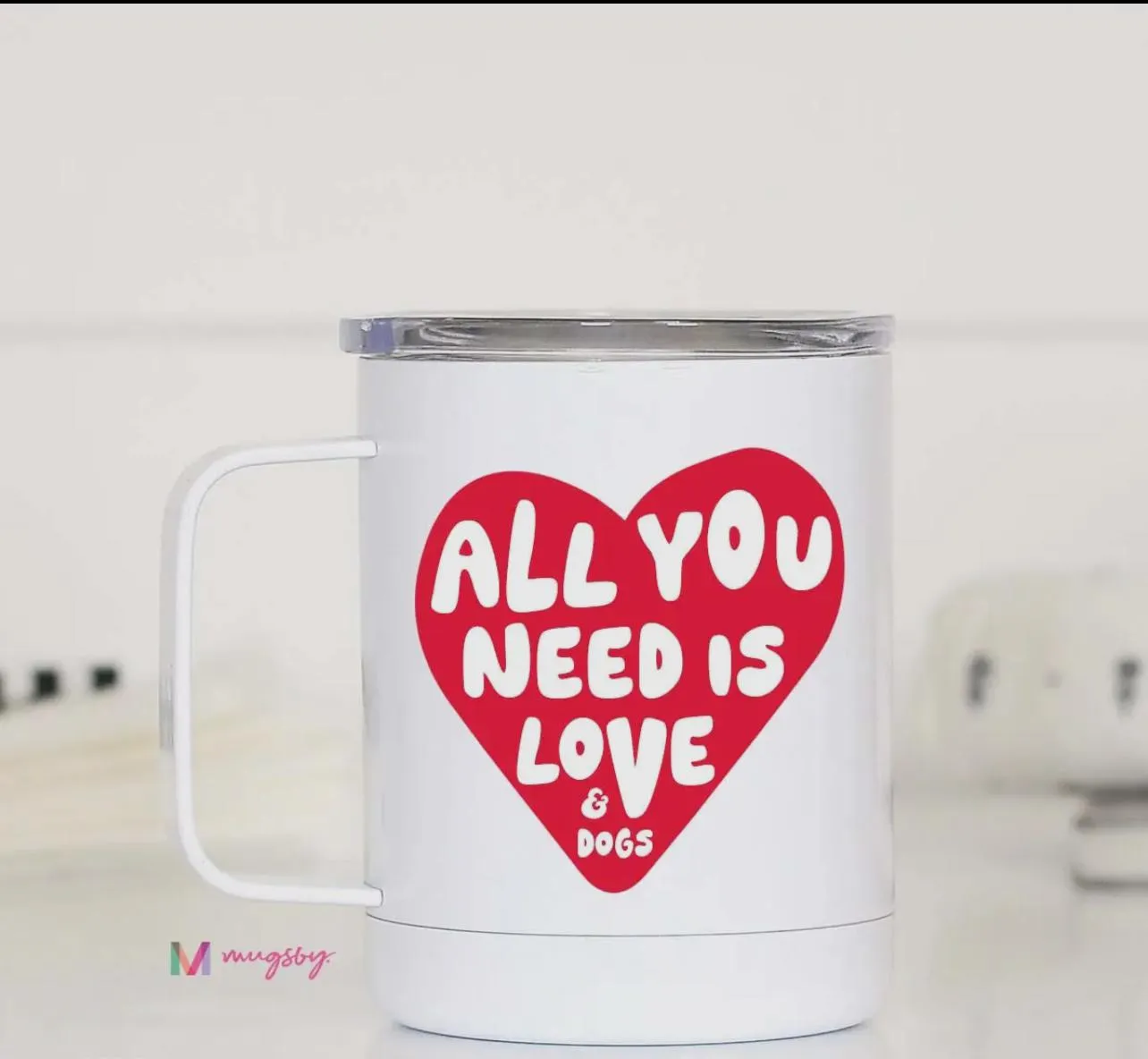 All you need is love and dogs travel mug