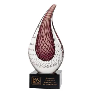 Art Glass, Mauve Teardrop Award