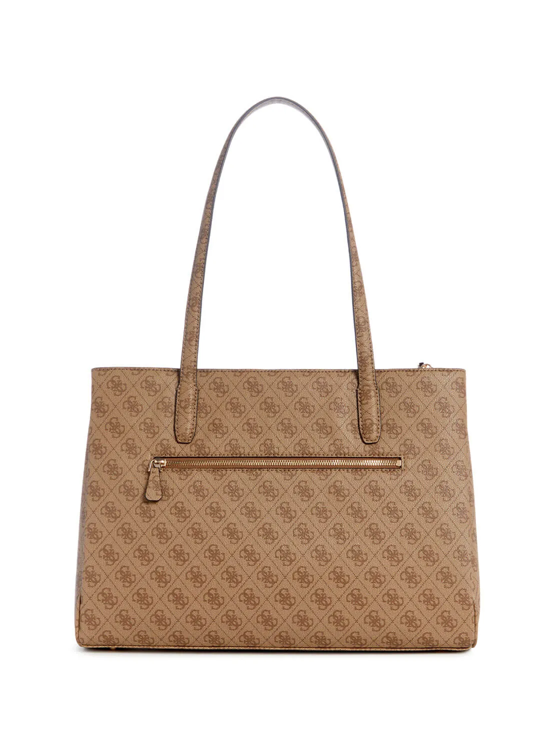 Beige Brown Logo Power Play Tote Bag