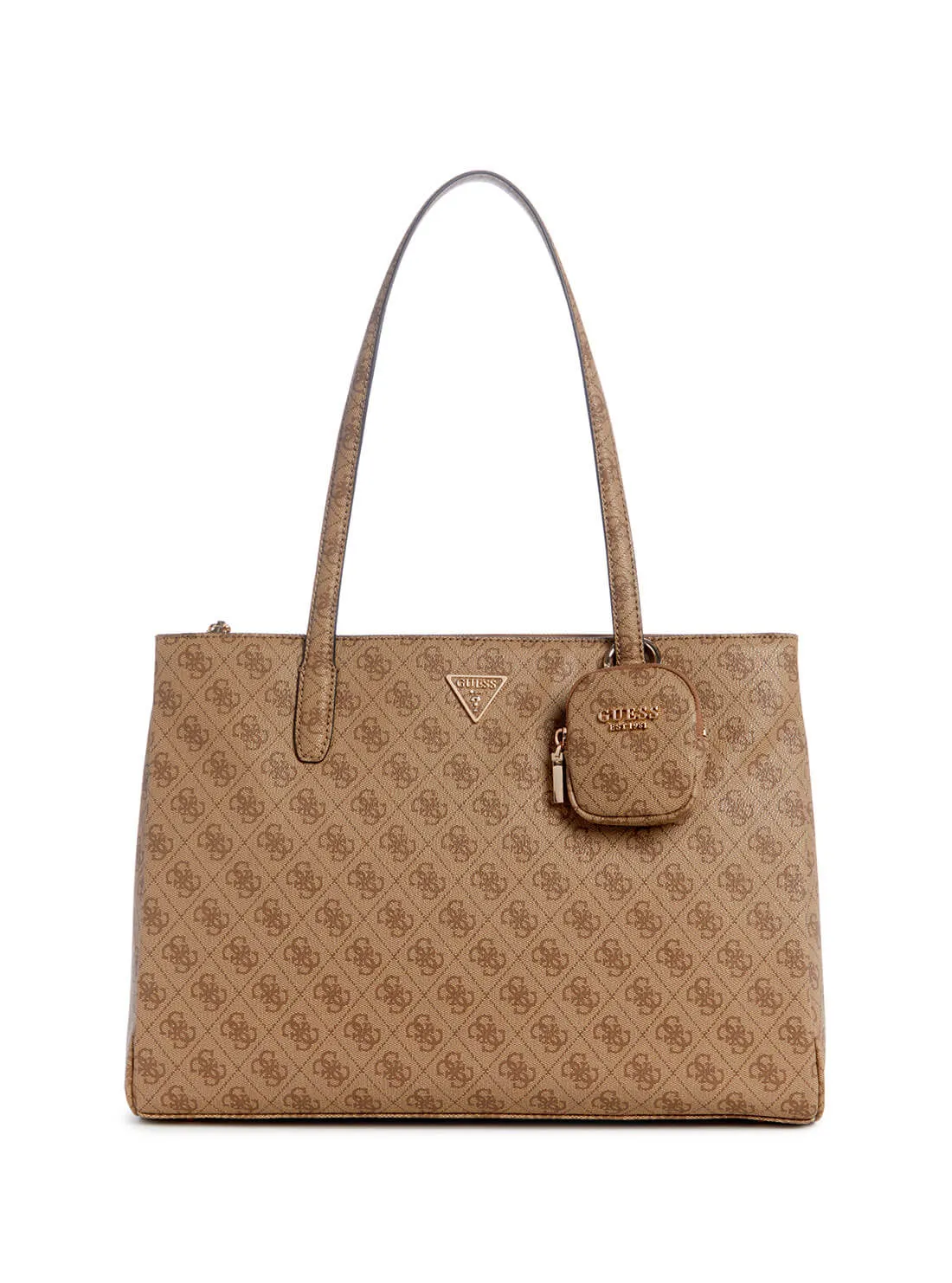 Beige Brown Logo Power Play Tote Bag