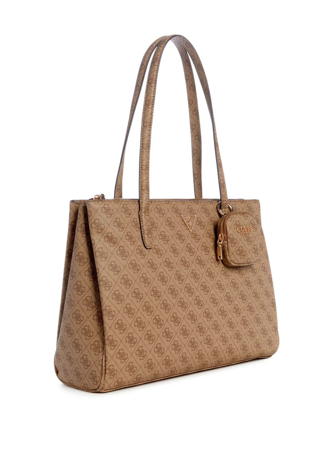 Beige Brown Logo Power Play Tote Bag