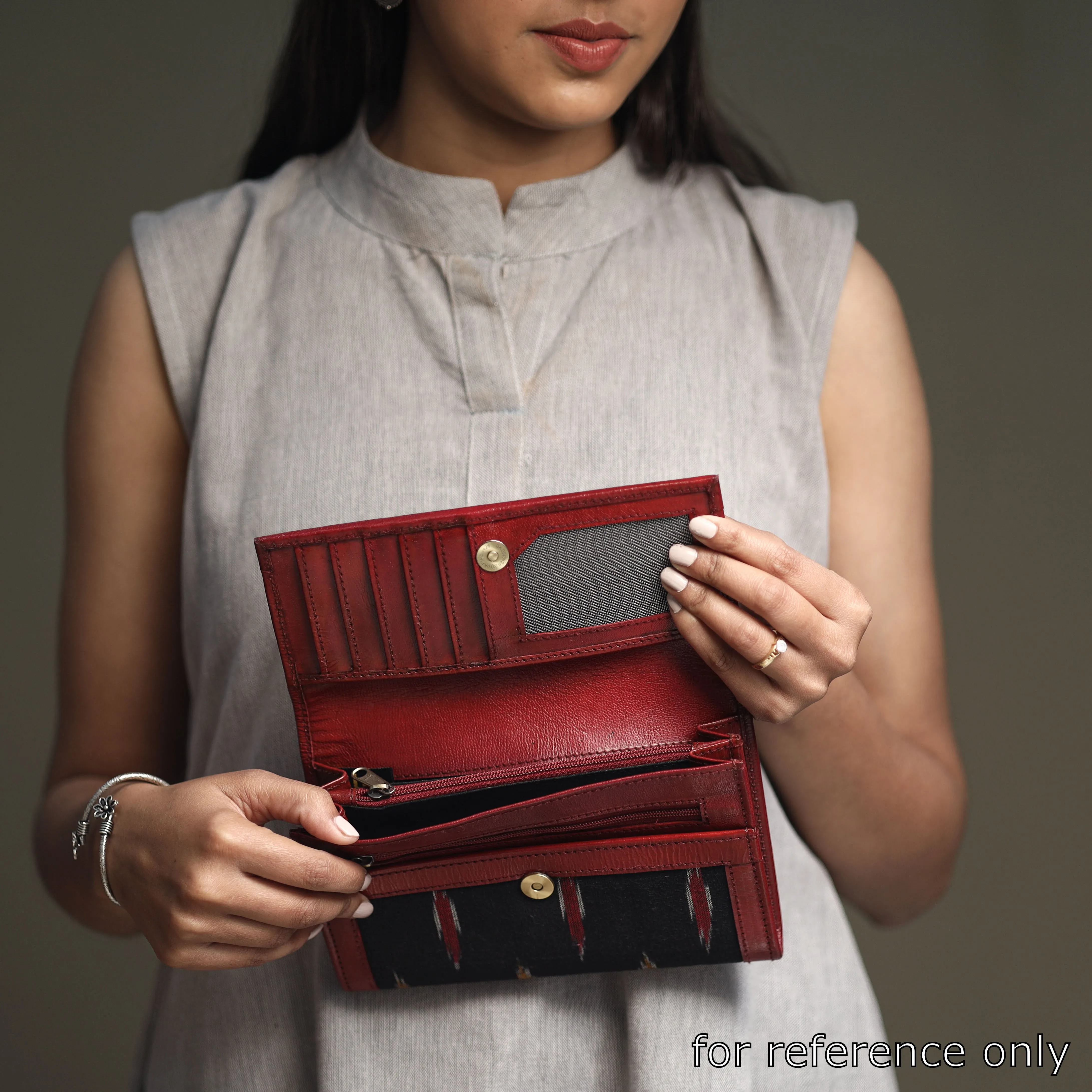 Blue - Handcrafted Ikat Weave Leather Wallet