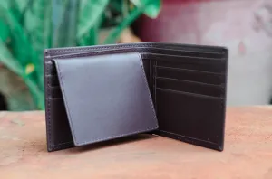 Brown Tri-Fold Leather Slim Wallet