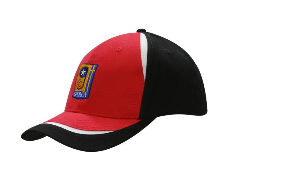 BRUSHED HEAVY COTTON CAP WITH FABRIC INSERTS ON CROWN & PEAK