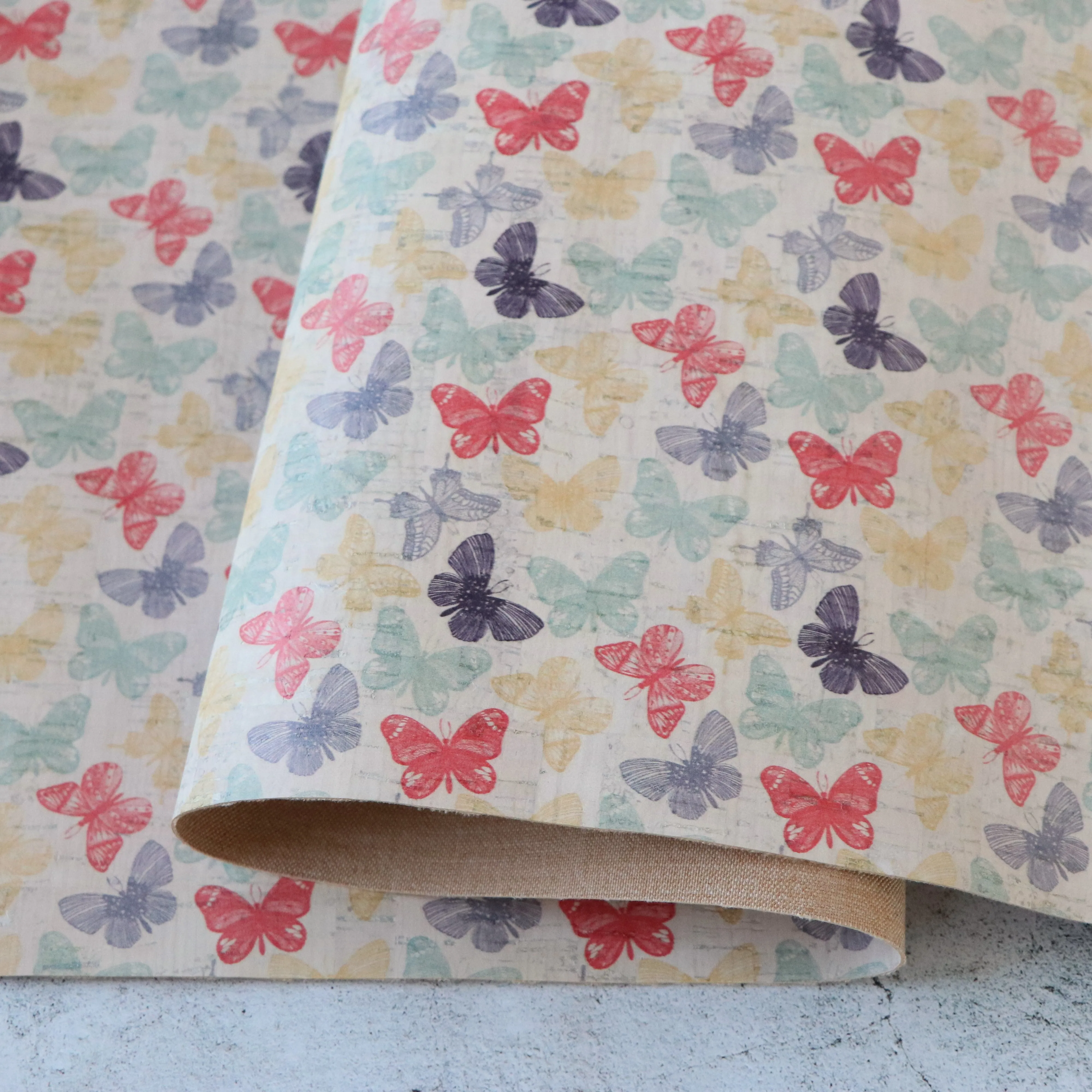 Butterfly Toss Cork Fabric