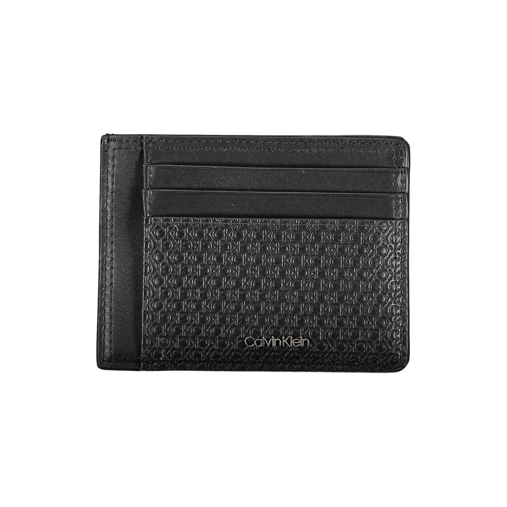 Calvin Klein Sleek Black Leather Coin Purse with Card Holder