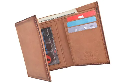 Cazoro Slim RFID Wallets for Men Genuine Leather Front Pocket Trifold Wallet