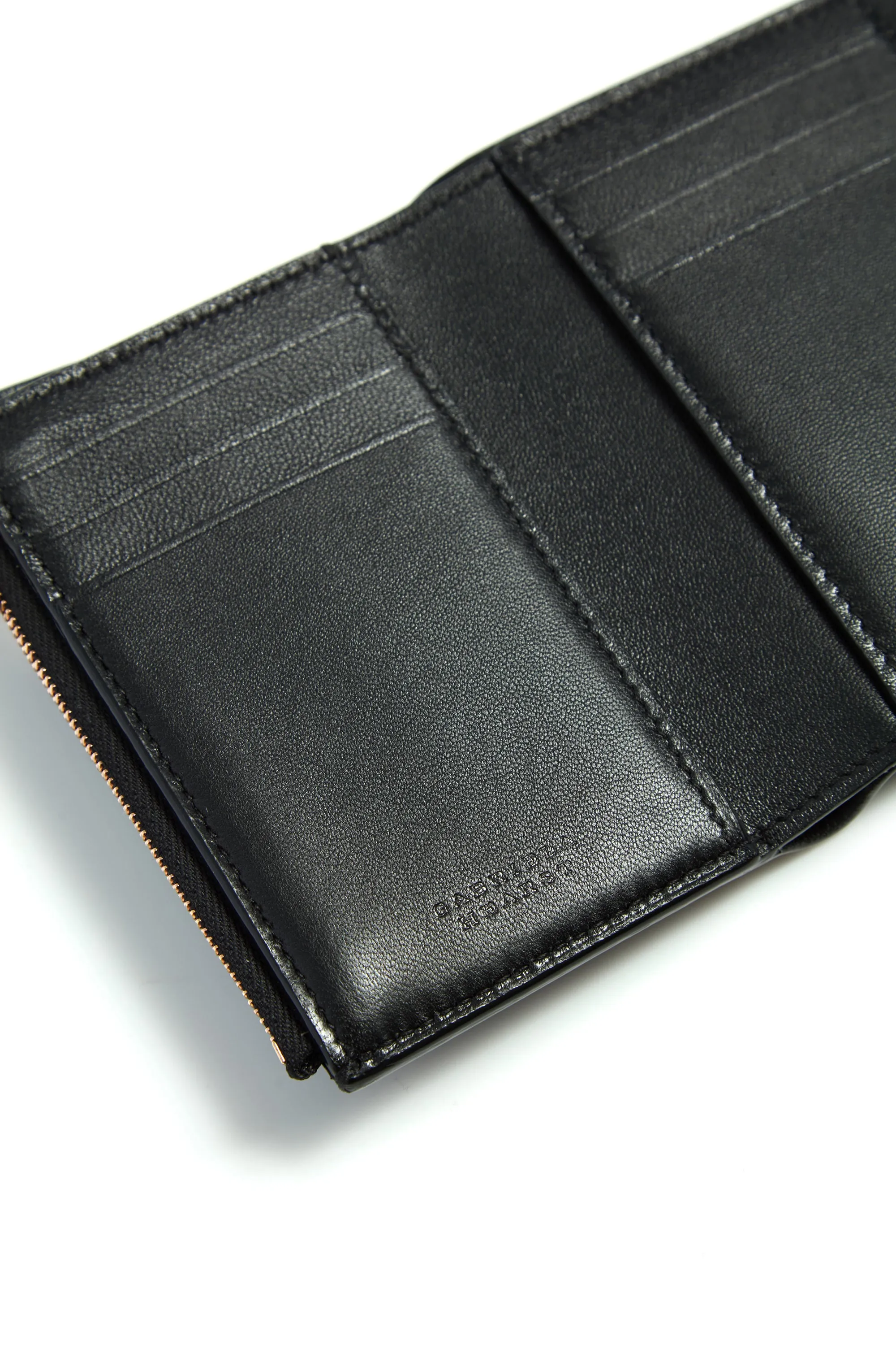 Compact Flat Wallet in Black Leather