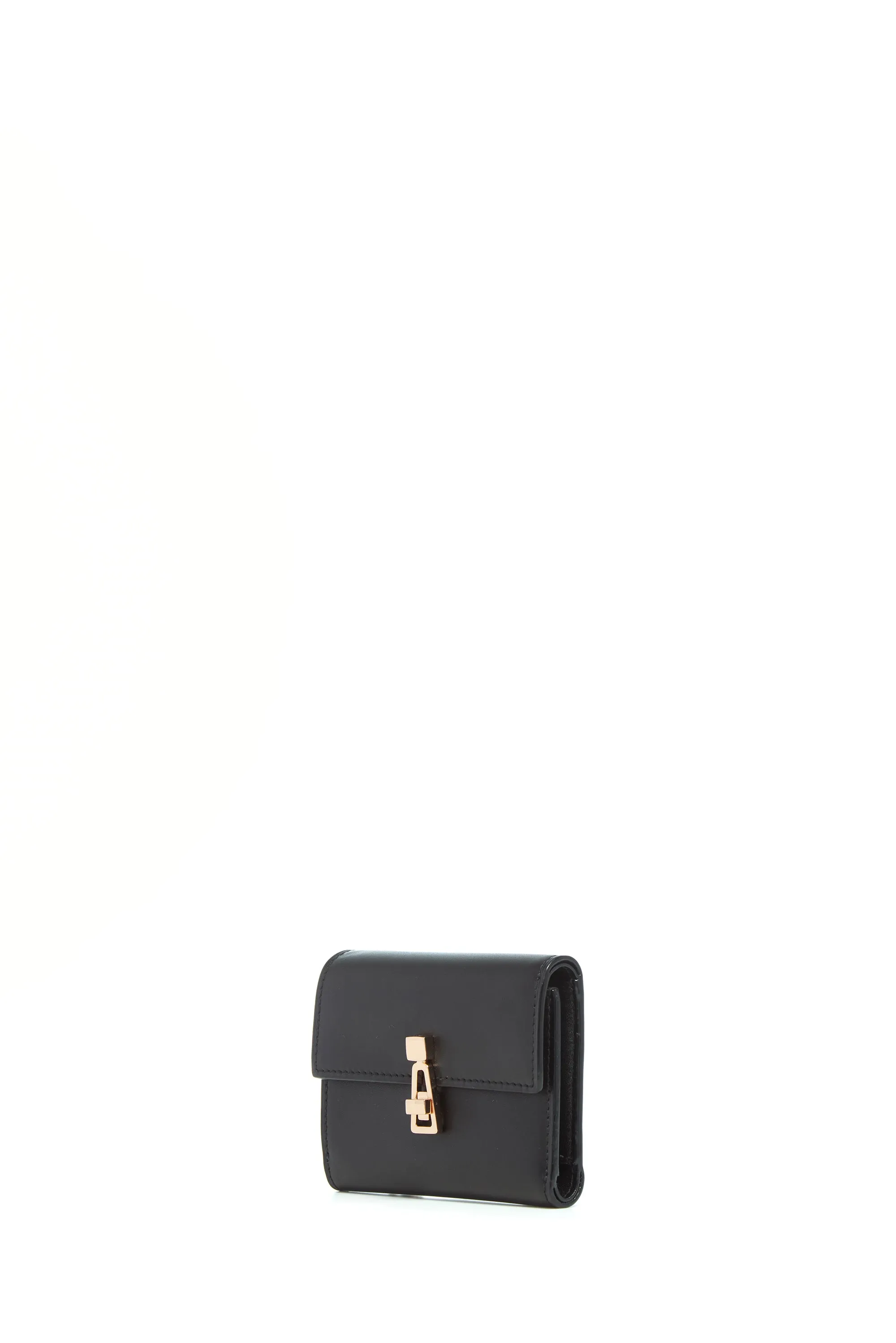 Compact Flat Wallet in Black Leather