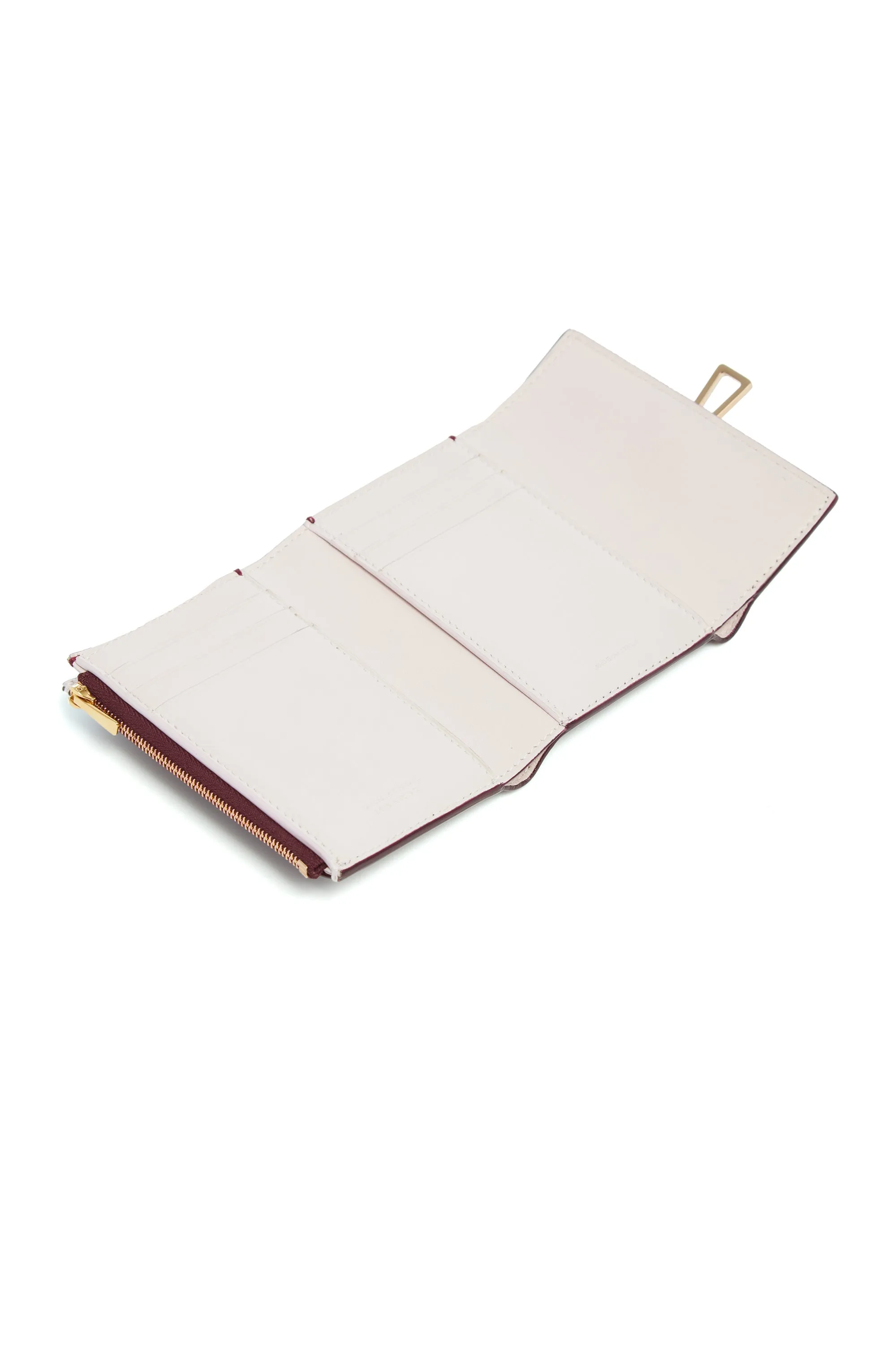 Compact Flat Wallet in Bordeaux & Pink Leather