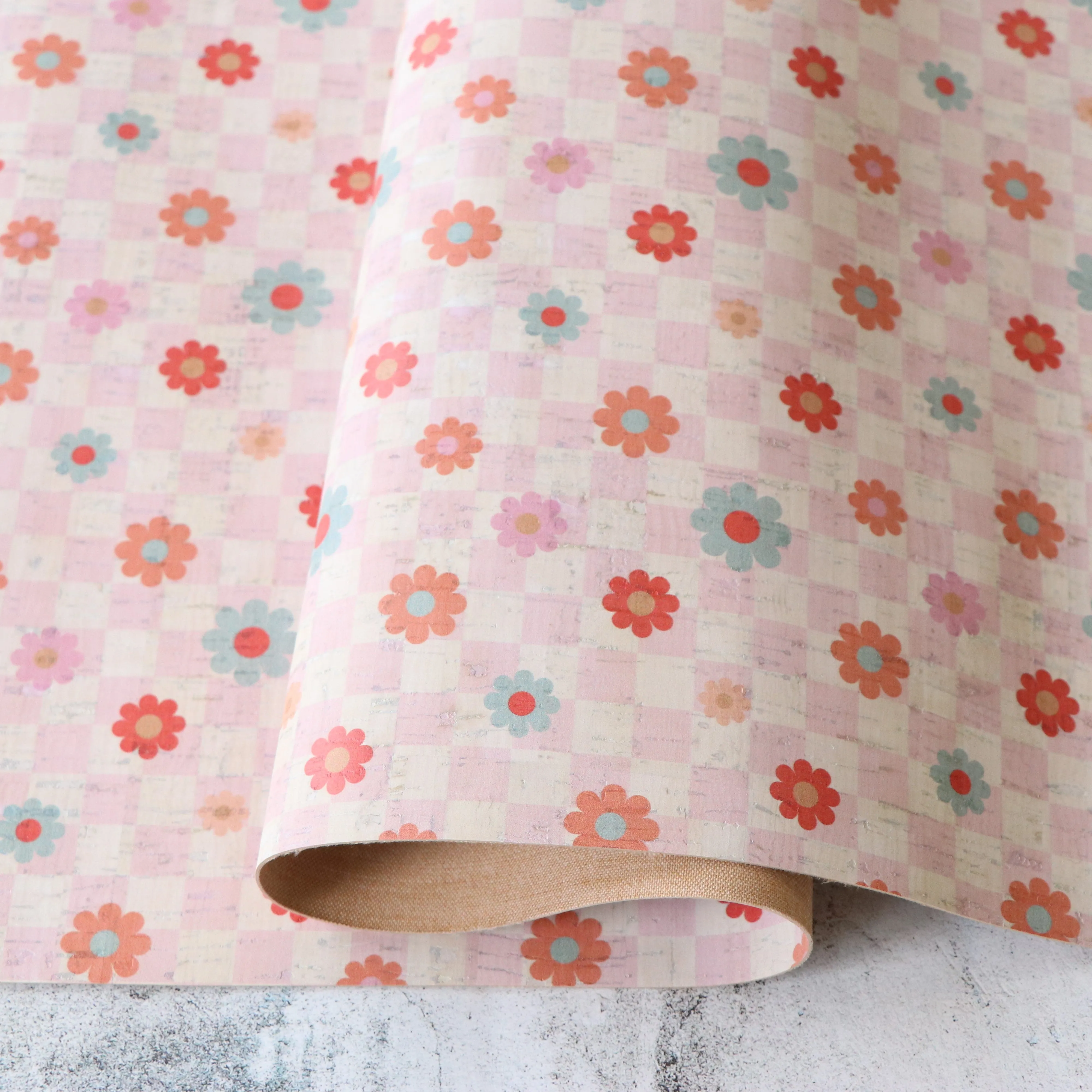 Daisy Check Cork Fabric