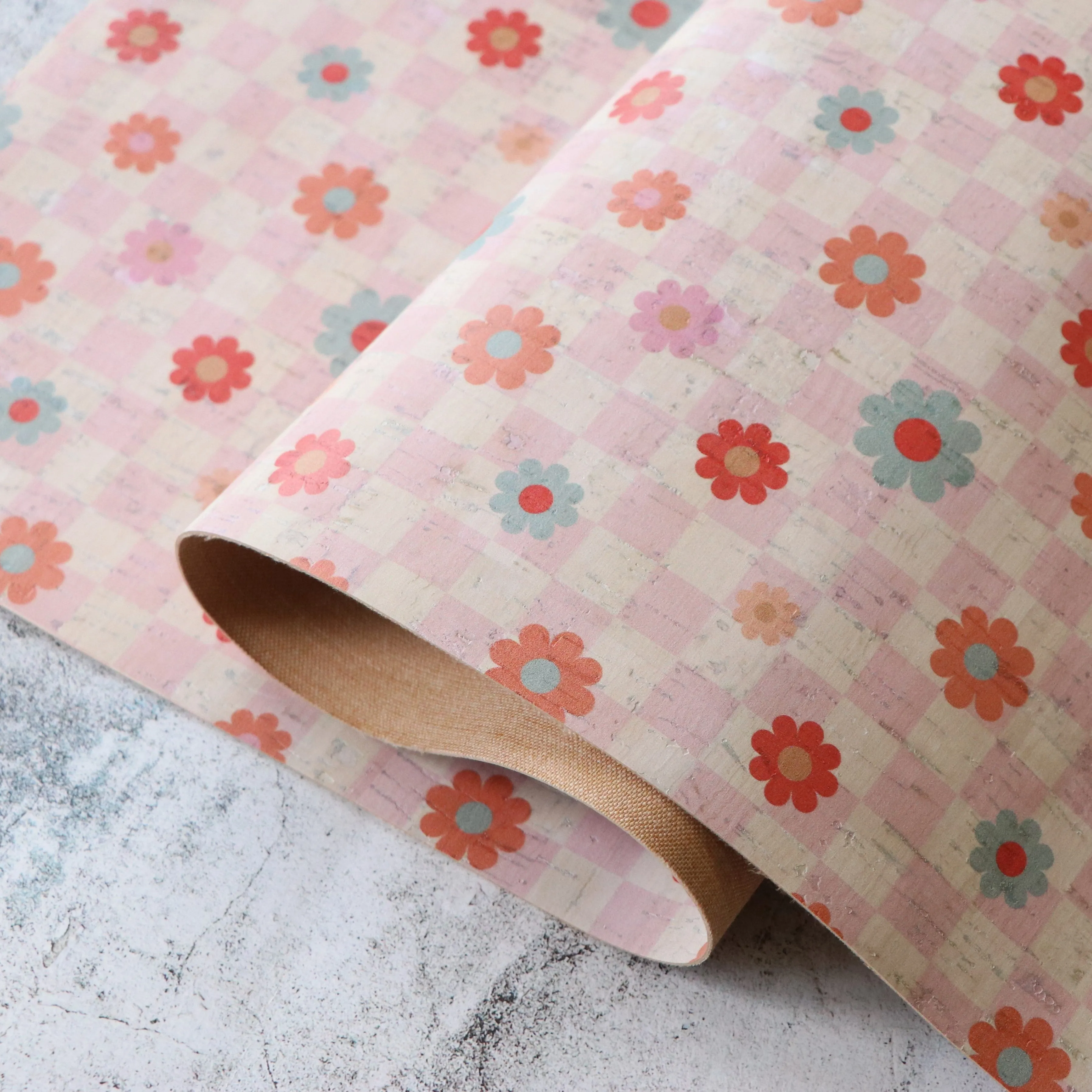 Daisy Check Cork Fabric