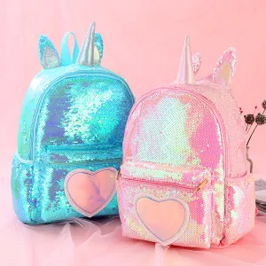 Dazzling Unicorn Backpack Sequin Cute Satchel Kids Children Travel Bookbag