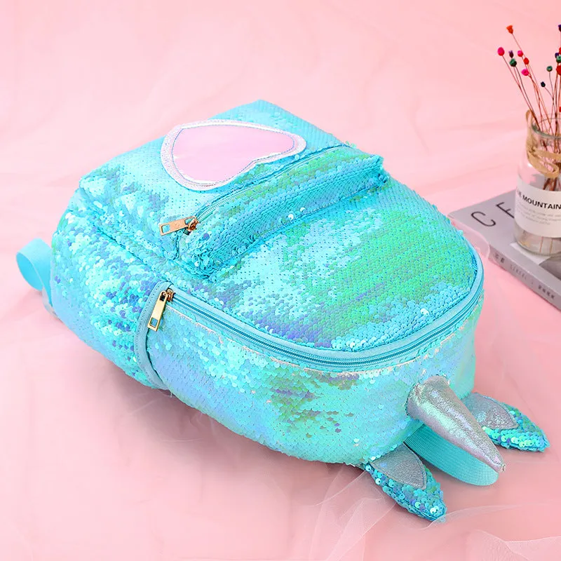 Dazzling Unicorn Backpack Sequin Cute Satchel Kids Children Travel Bookbag