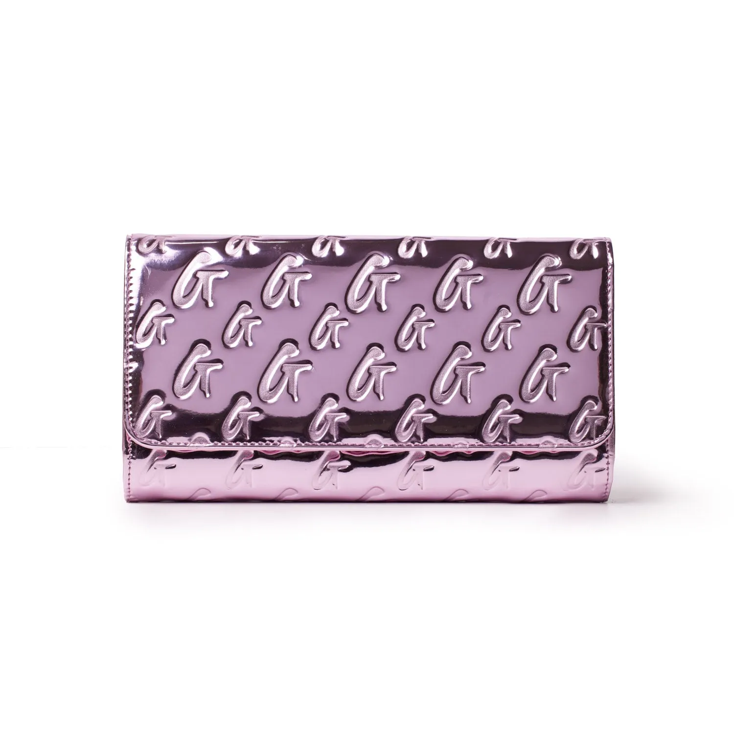 GLAM-AHOLIC MONOGRAM TRAVEL WALLET METALLIC PINK