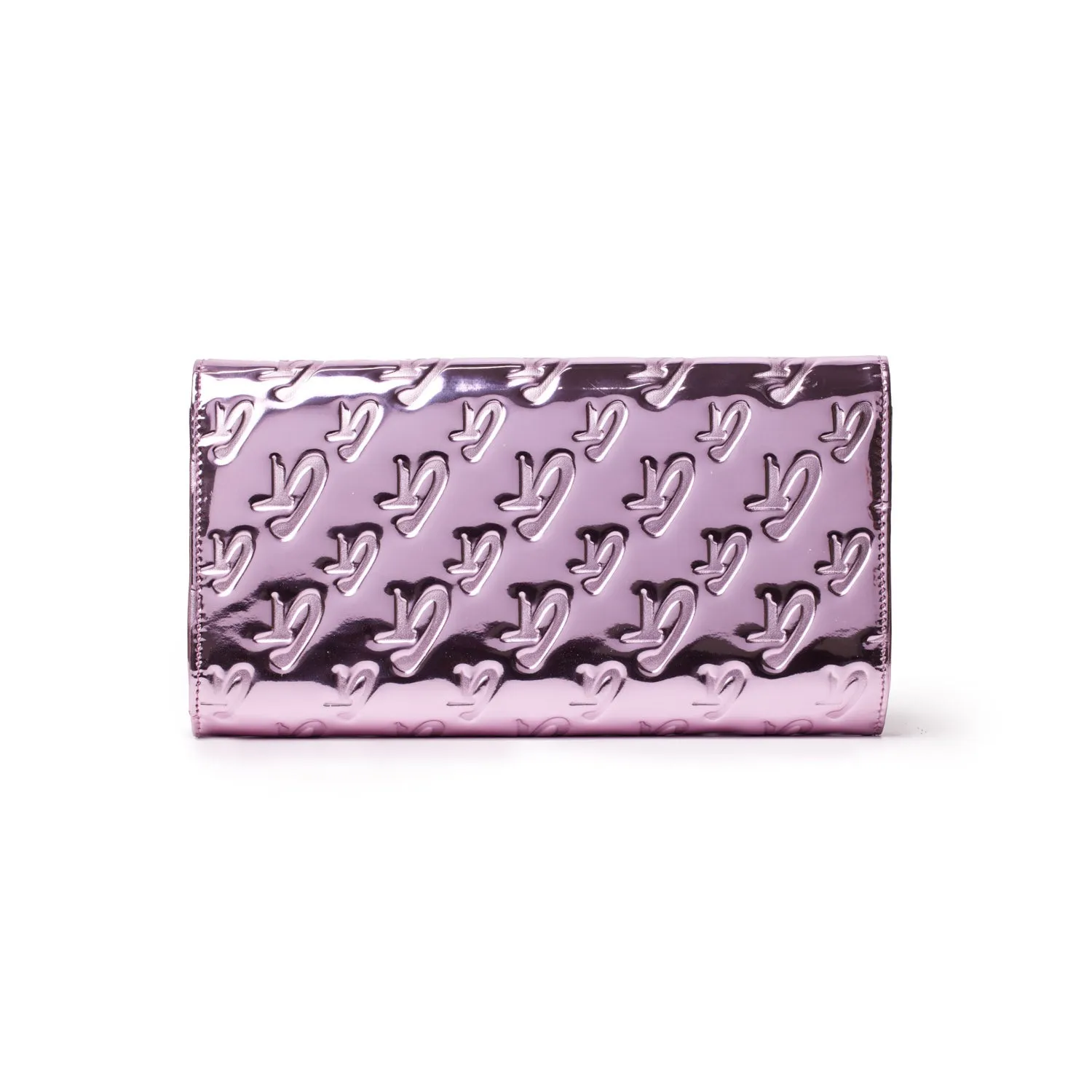 GLAM-AHOLIC MONOGRAM TRAVEL WALLET METALLIC PINK