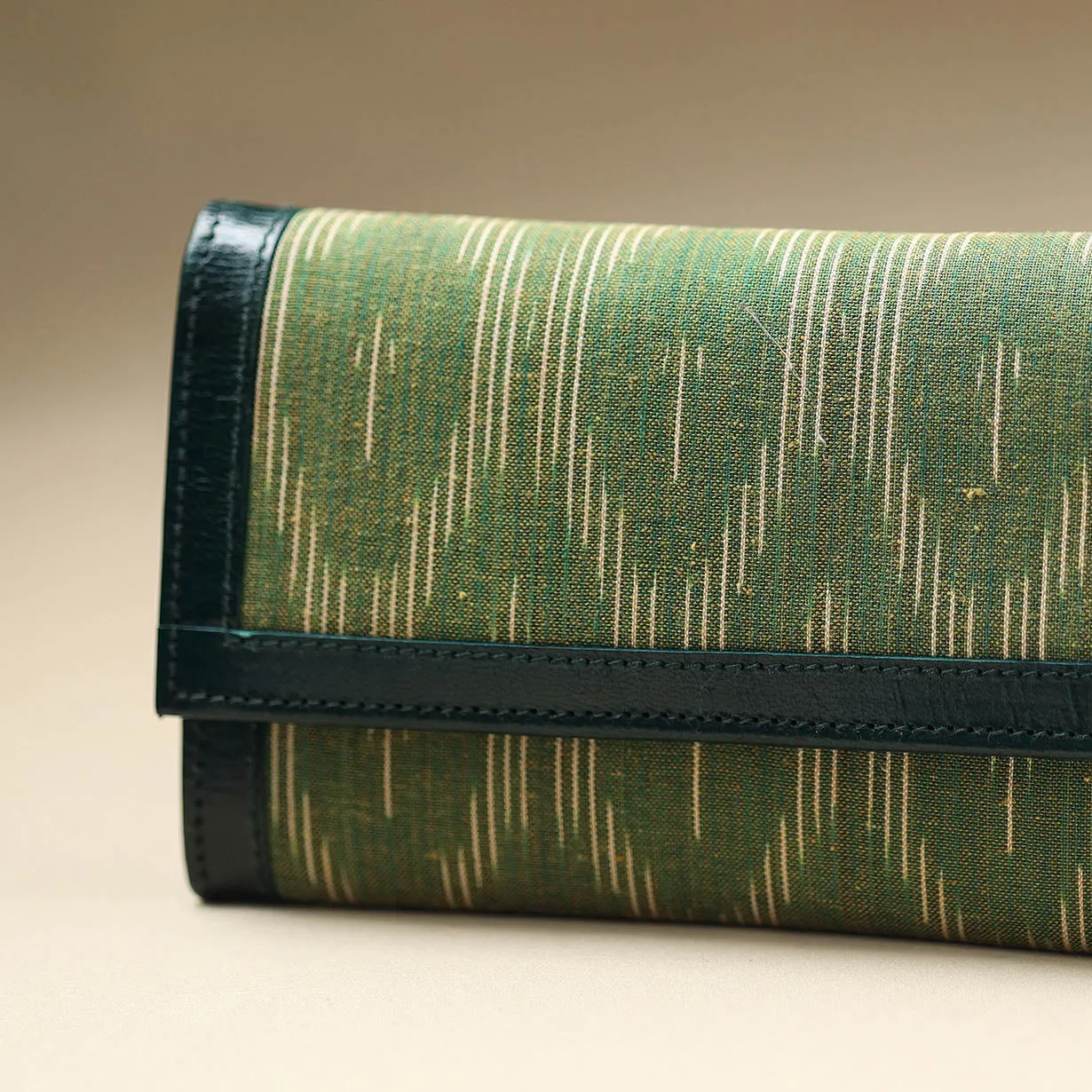 Green - Handcrafted Ikat Weave Leather Wallet