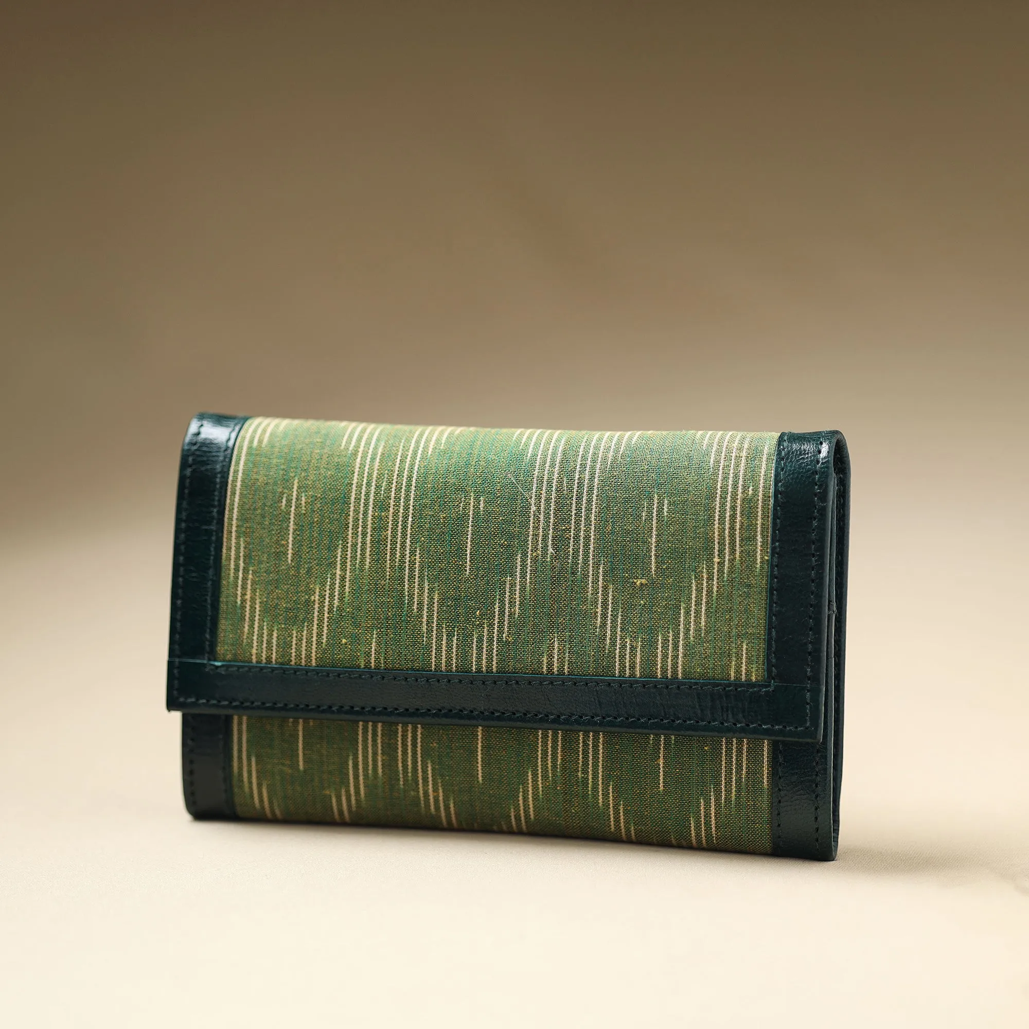 Green - Handcrafted Ikat Weave Leather Wallet