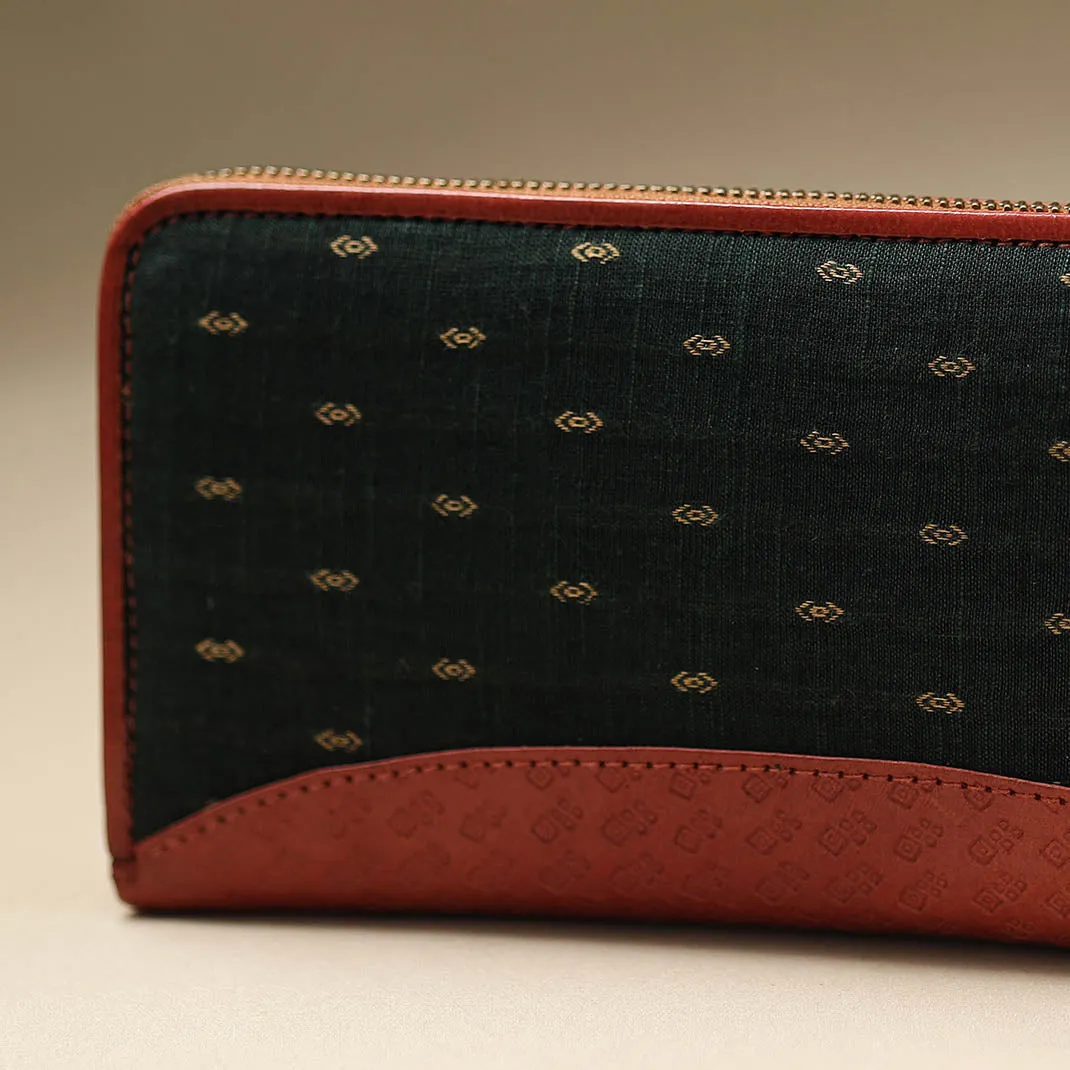 Green - Handcrafted Jacquard Weave Leather Wallet