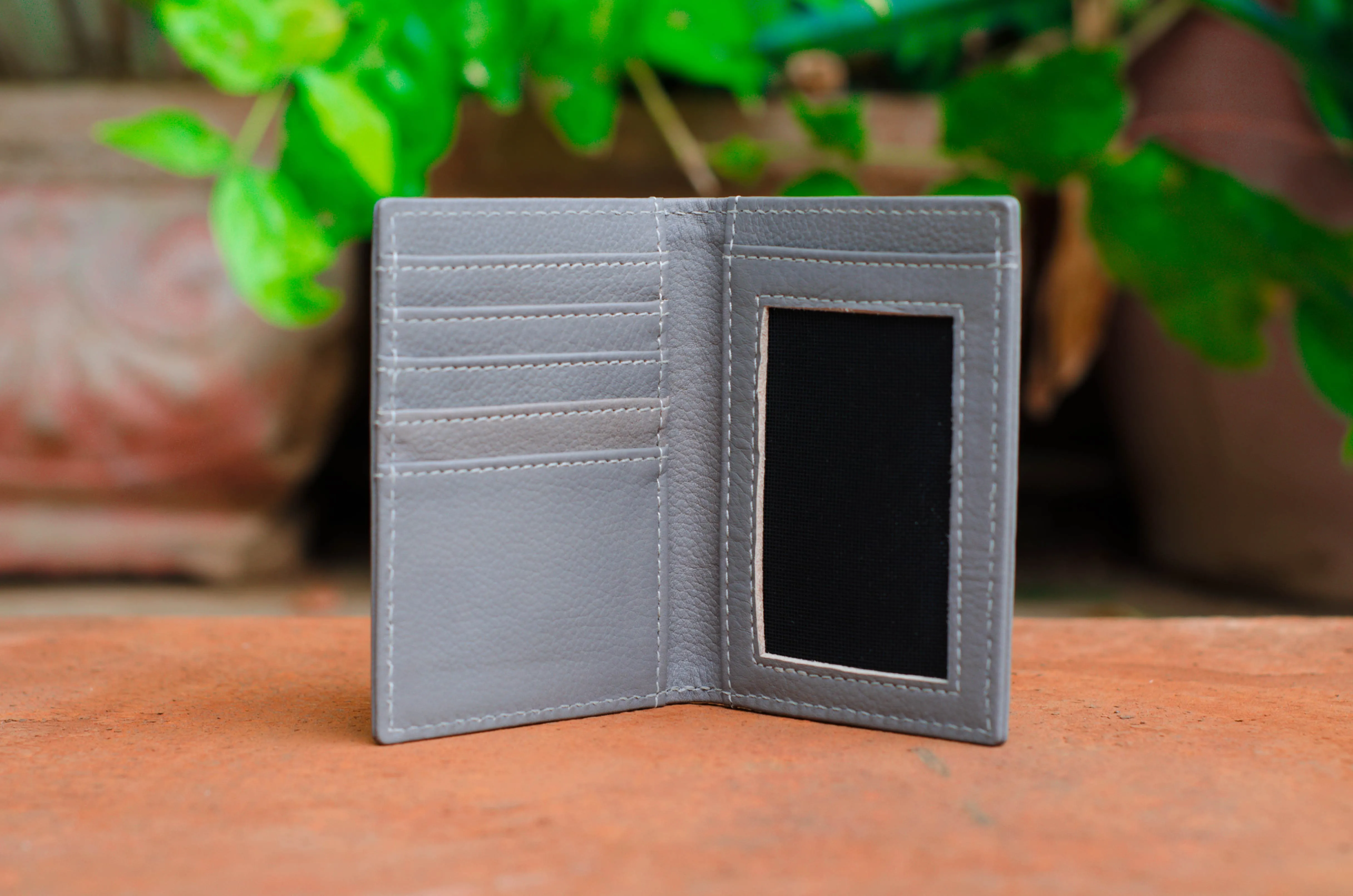 Grey Leather Wallet and card holder