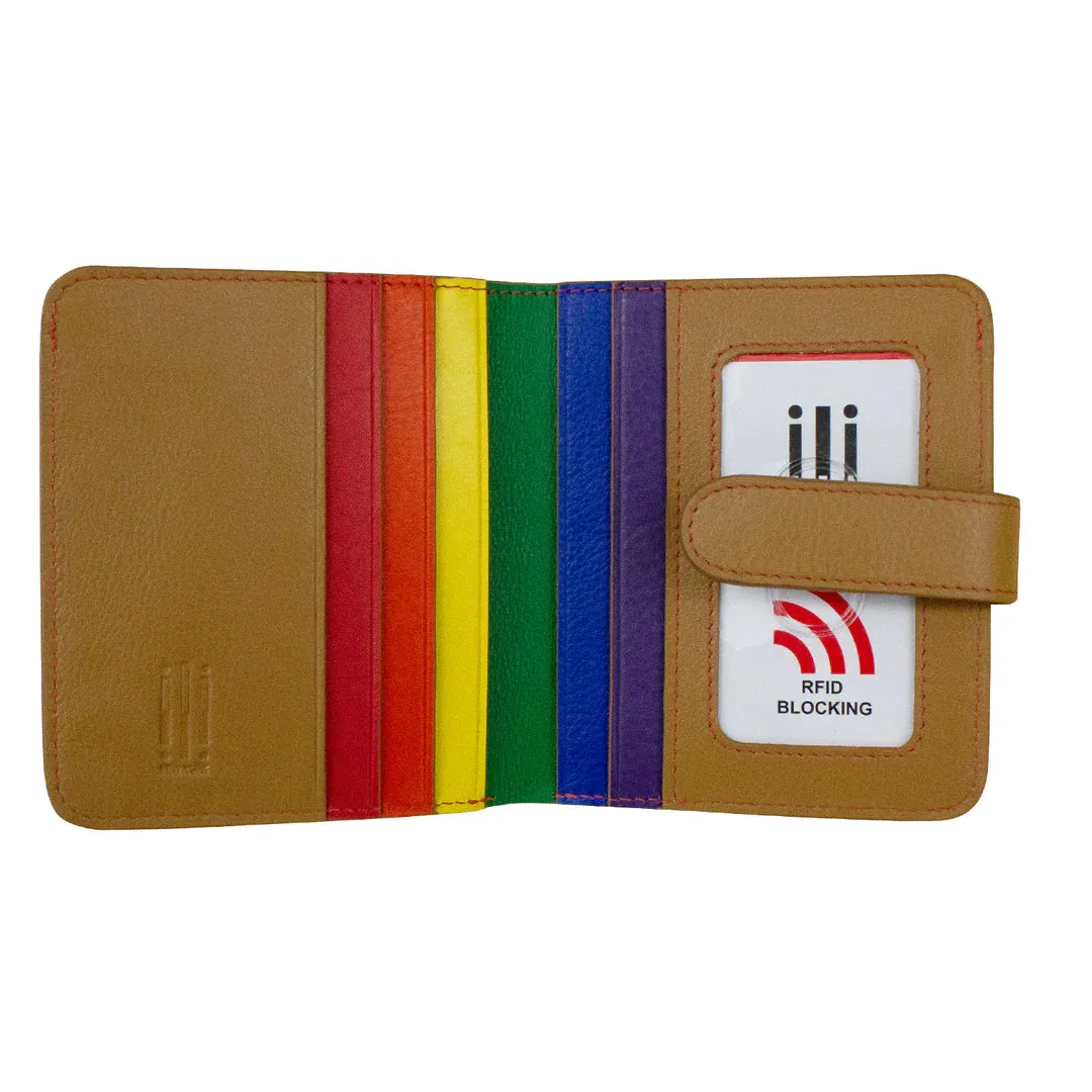 ILI NEW YORK 7301 BI-FOLD LEATHER CREDIT CARD WALLET RAINBOW MULTI