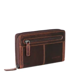 Jack Georges Voyager Large-Zip Around Travel Wallet 7724 Brown