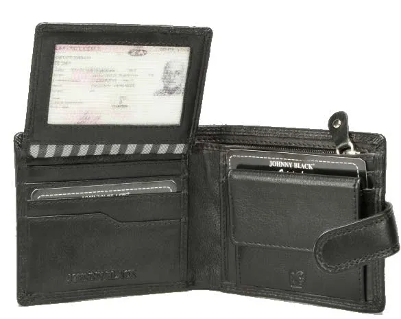 Johnny Black Chicago 9CC Tab Closure Leather Wallet - RFID | Black