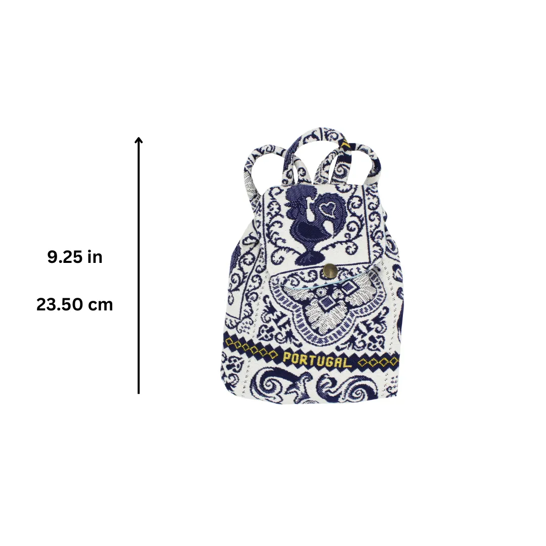 Kids Portuguese Blue Tiles Azulejos Made in Portugal Cloth Backpack