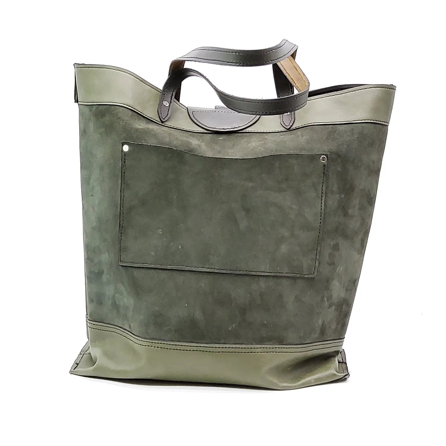 Large Forest Green Leather Tote Bag