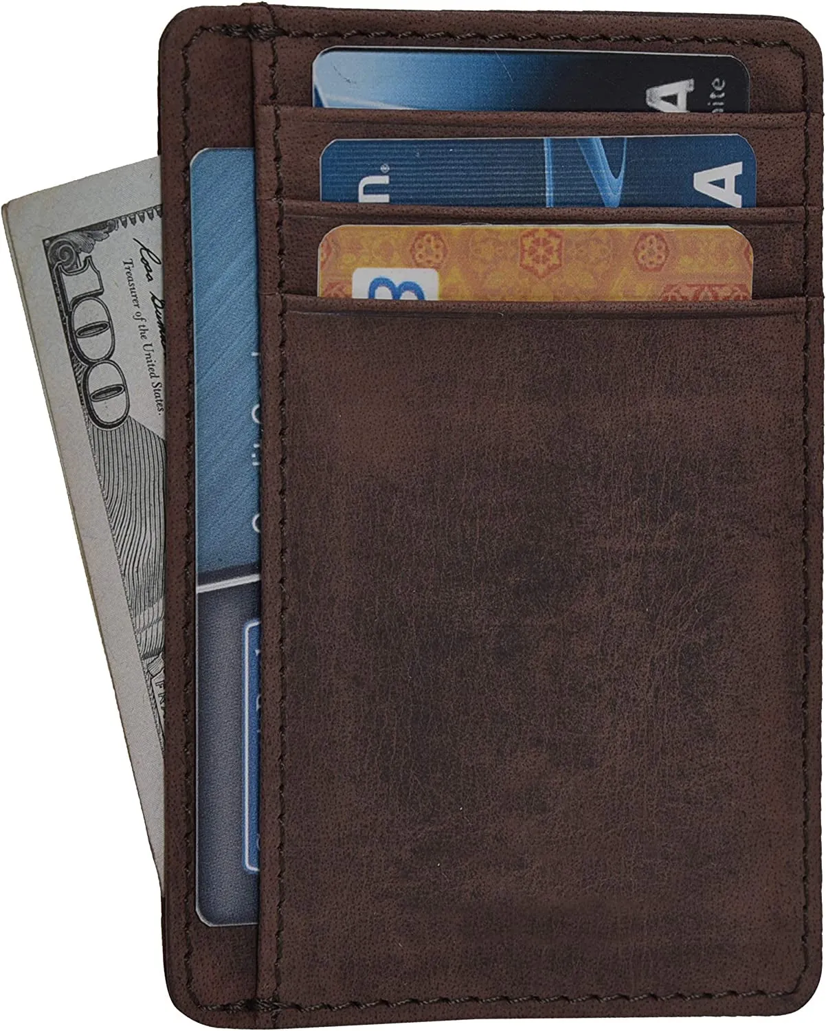 Leather Minimalist Wallet for Men & Women RFID Front Pocket Leather Card Holder Wallets