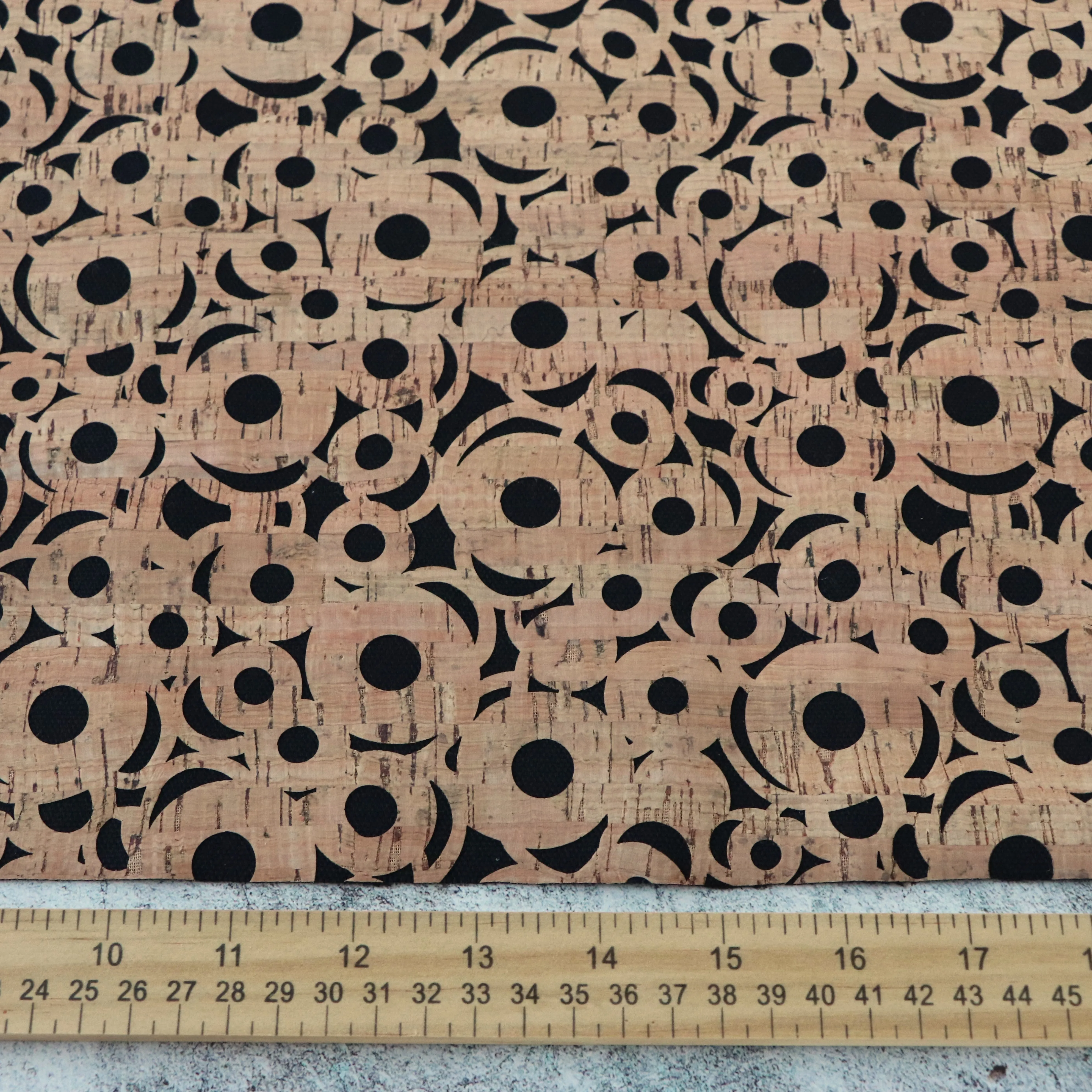 Lite Black Canvas Cheery O's Cork Fabric