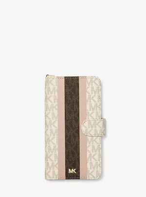 Logo Stripe Wristlet Folio Case For iPhone XS Max