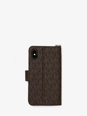 Logo Stripe Wristlet Folio Case For iPhone XS Max