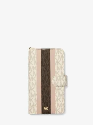 Logo Stripe Wristlet Folio Case For iPhone XS Max