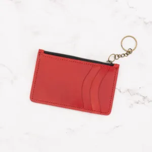 Medium Leather Wallet with Top Zipper and Key Ring