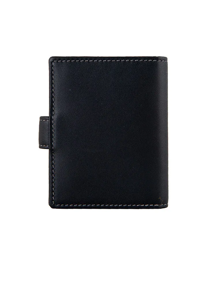 Men's Smooth Nappa Leather Business Card Holder with RFID Blocking and Tab