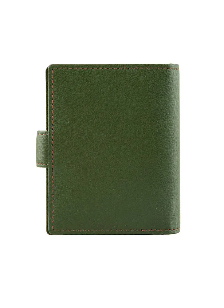 Men's Smooth Nappa Leather Business Card Holder with RFID Blocking and Tab