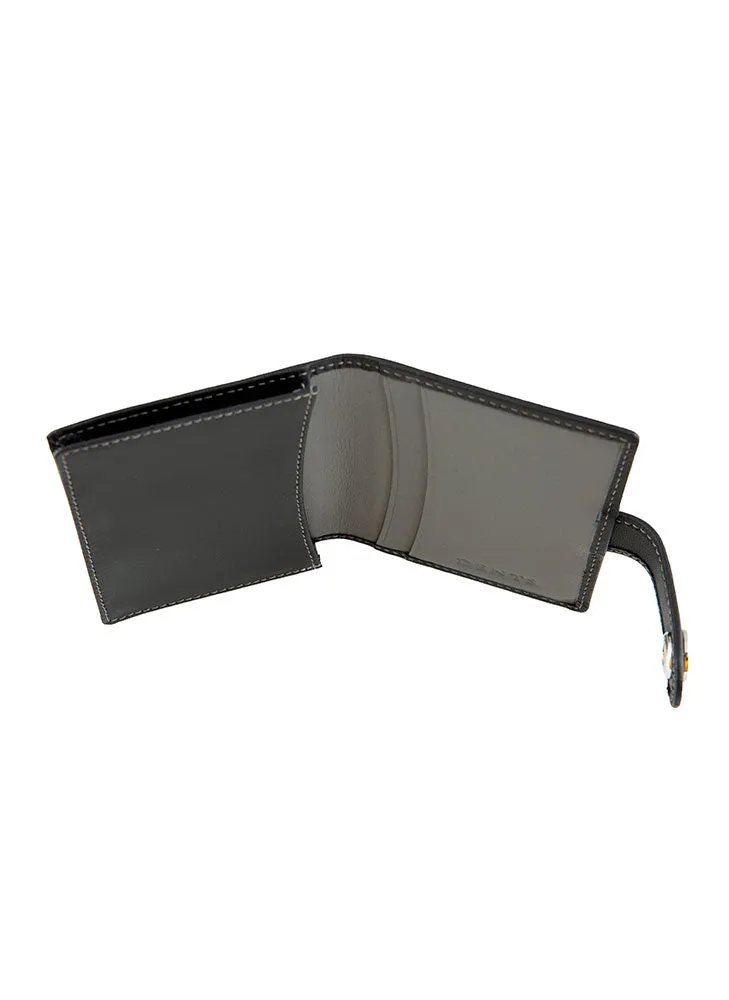 Men's Smooth Nappa Leather Business Card Holder with RFID Blocking and Tab