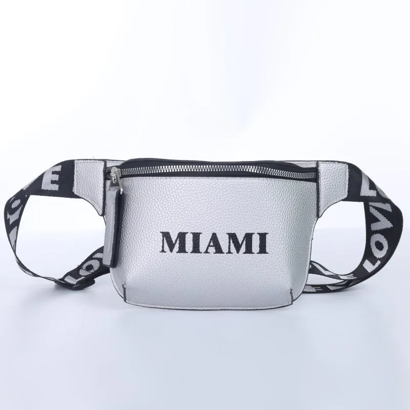 Miami Belt Bag with Adjustable Strap Small Fanny Pack with Zipper - Great for Running, Traveling Unisex Bag - Miami Fans Gift