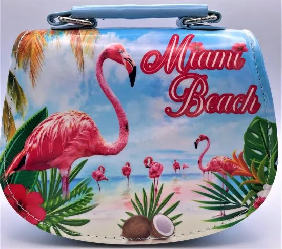 Miami Florida Boutique Clasp Small Clutch Purse with Flamingo Theme for Kids - Little Girls Gift Bag Ages 3 