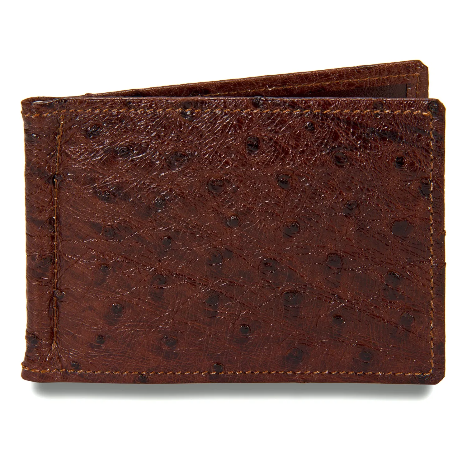 Money Clip in Brown Ostrich