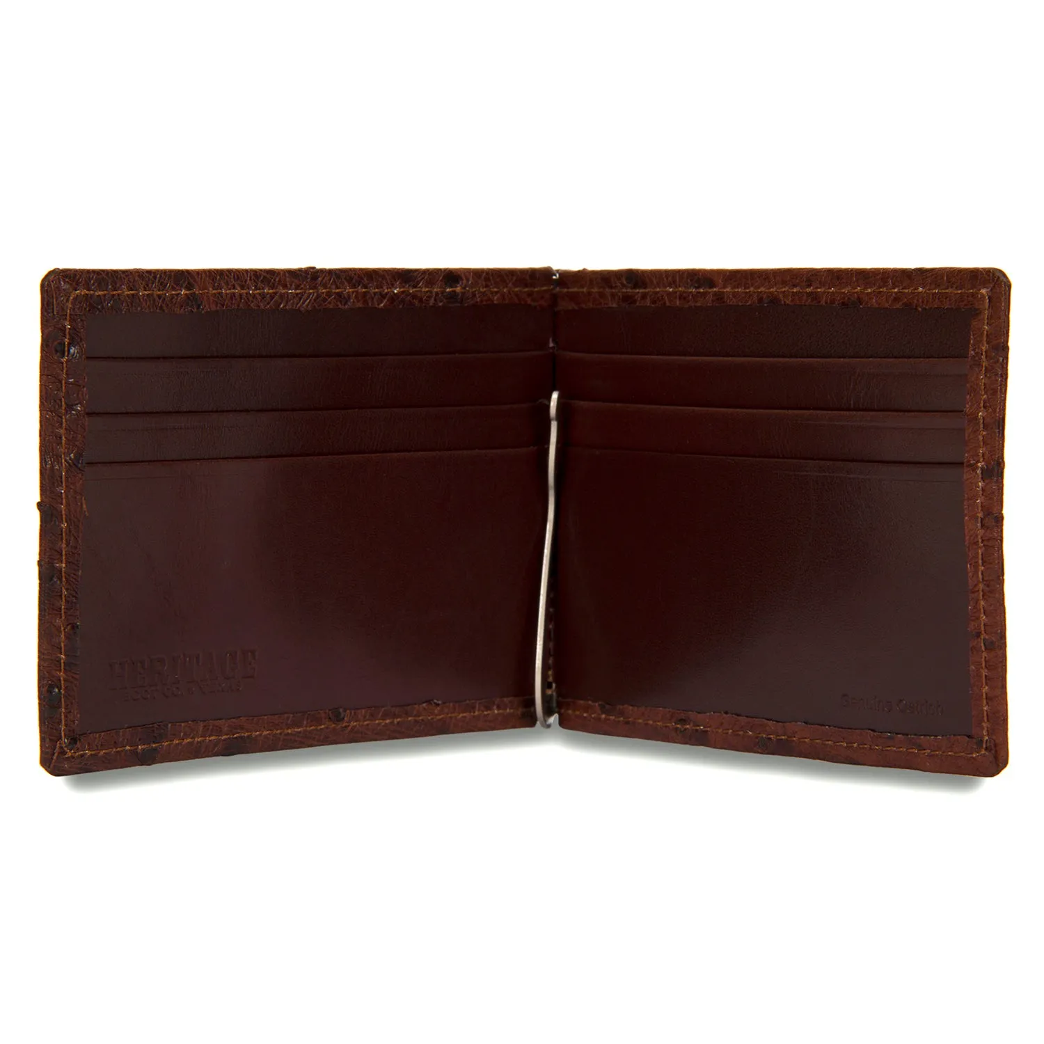 Money Clip in Brown Ostrich