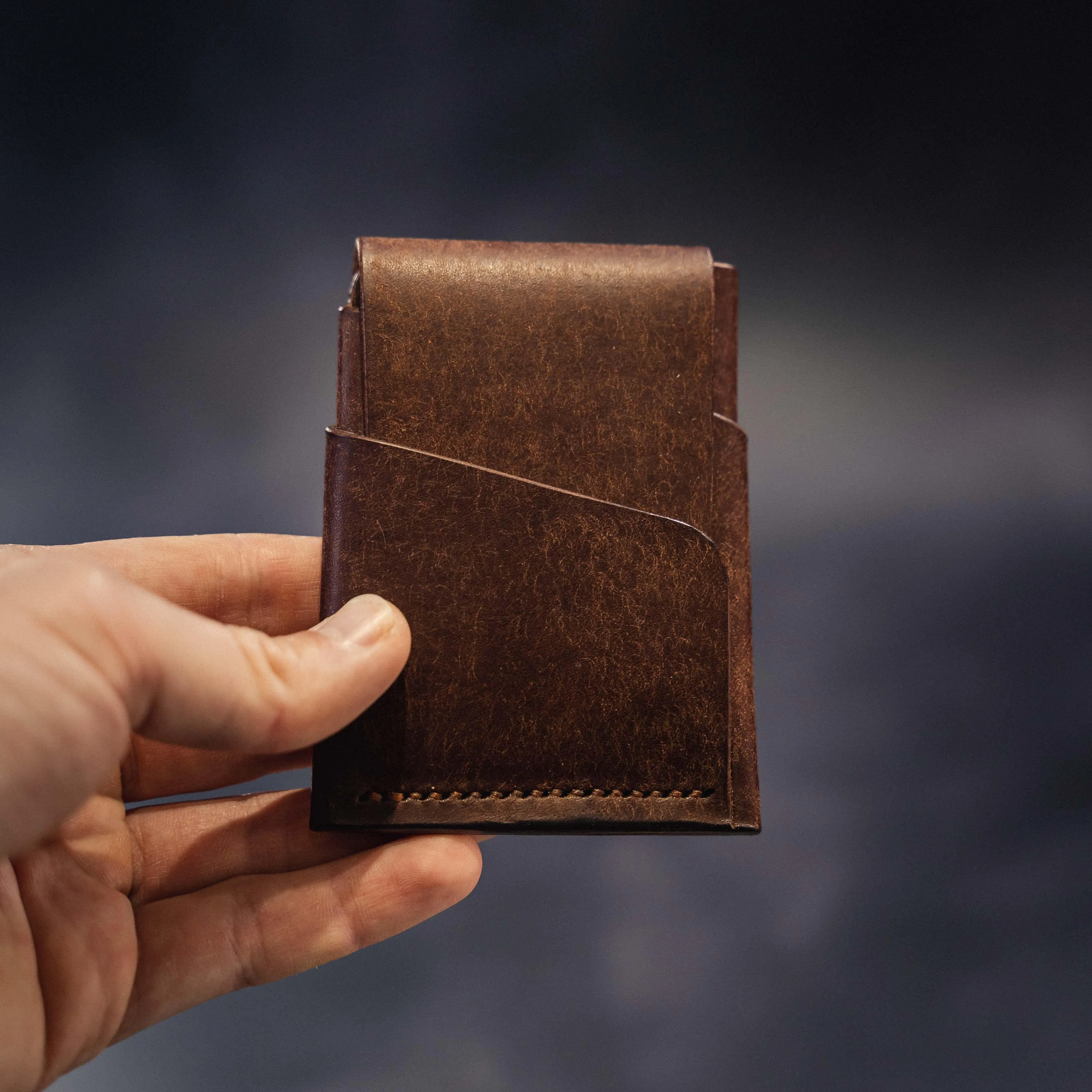 Pembrook 'Fold' Leather Cardholder - Cognac