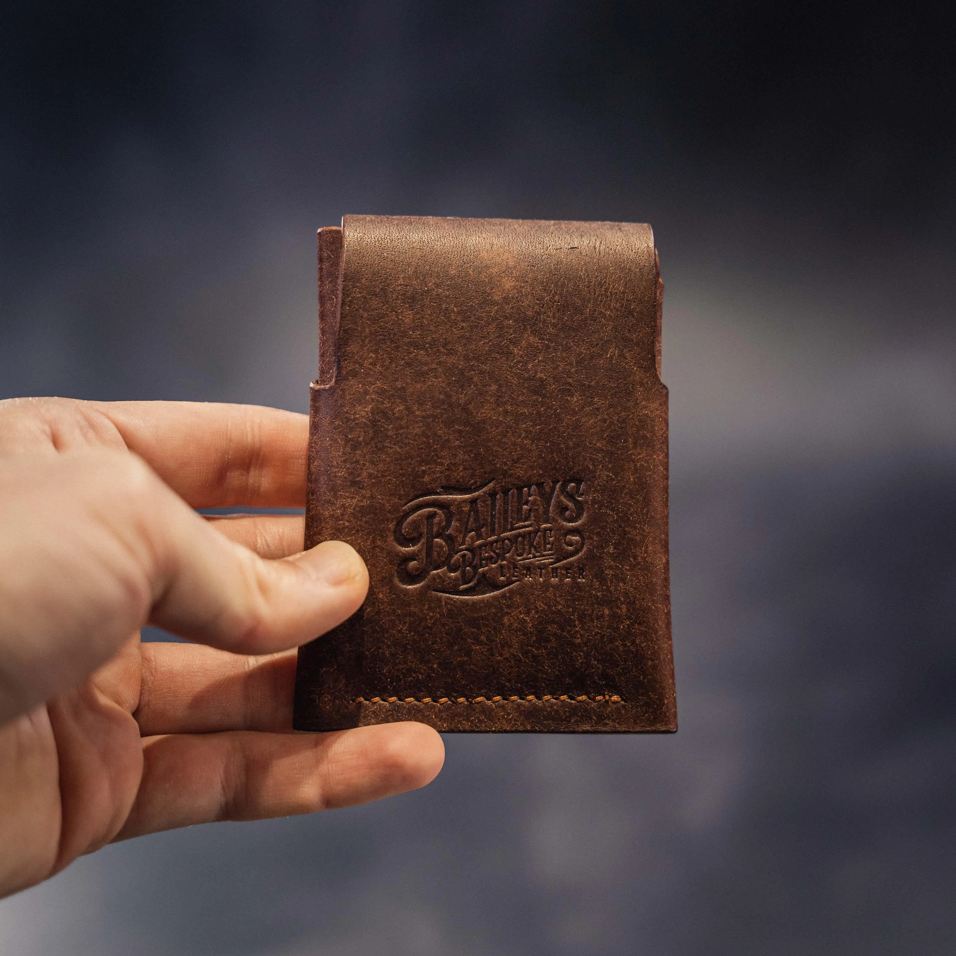 Pembrook 'Fold' Leather Cardholder - Tobacco