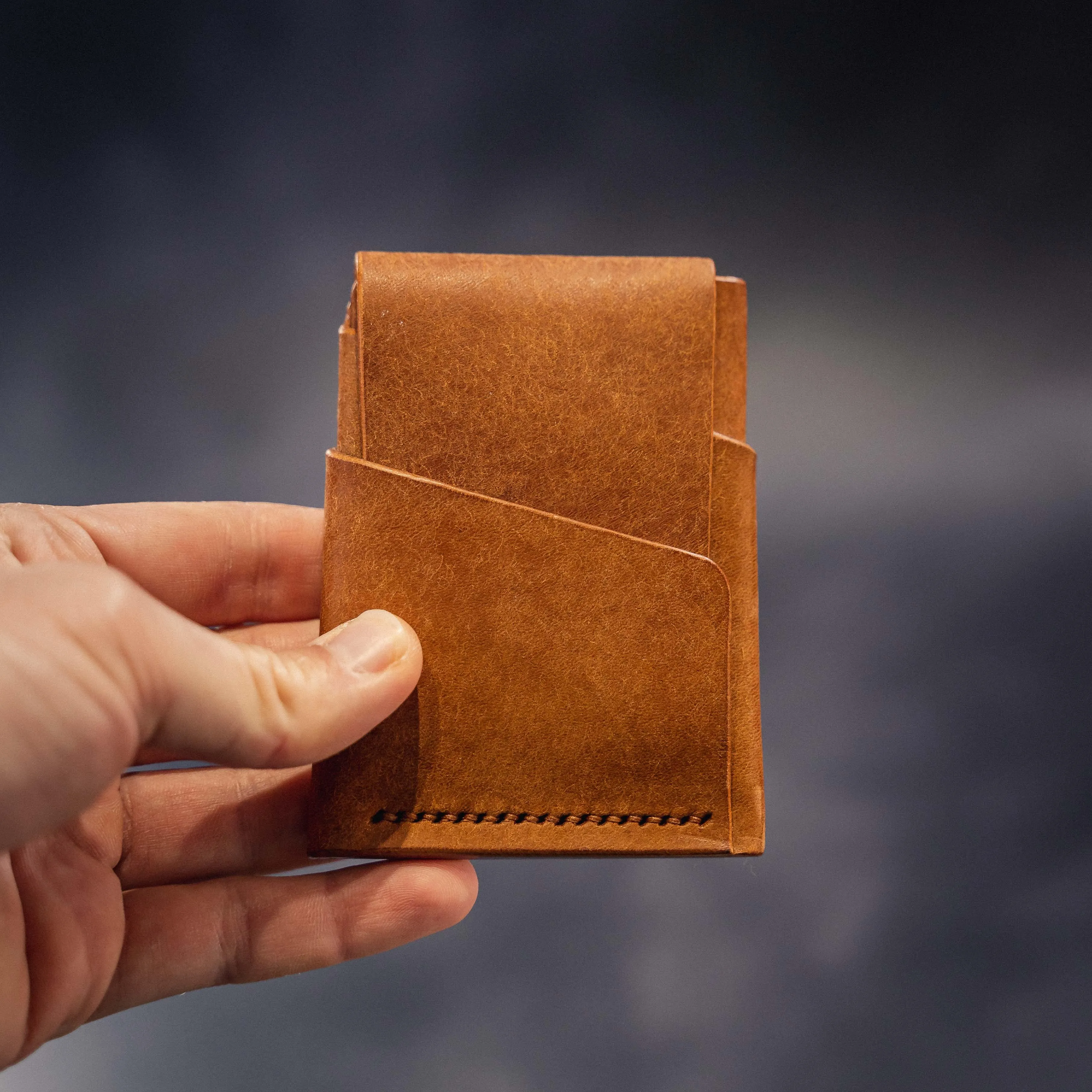 Pembrook 'Fold' Leather Cardholder - Tobacco