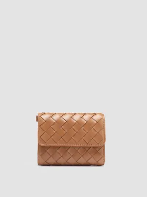 POCHE 110 - Brown Woven Leather Trifold Wallet