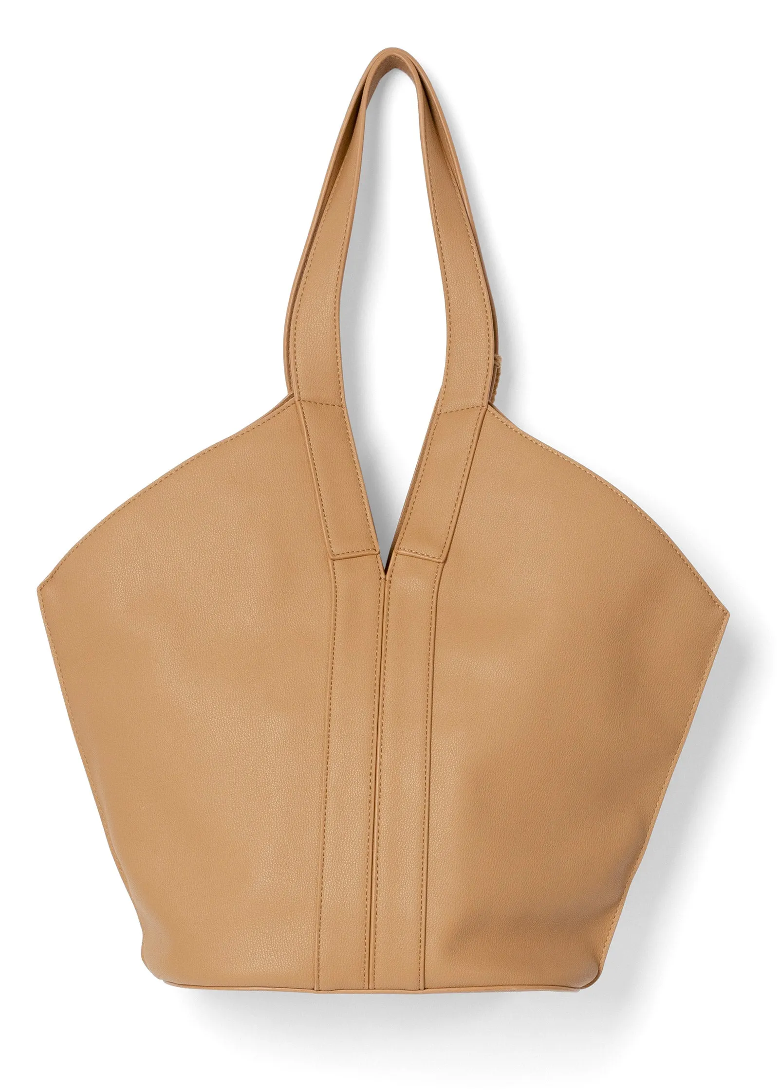 Pom-Pom Detail Tote Bag - Tan