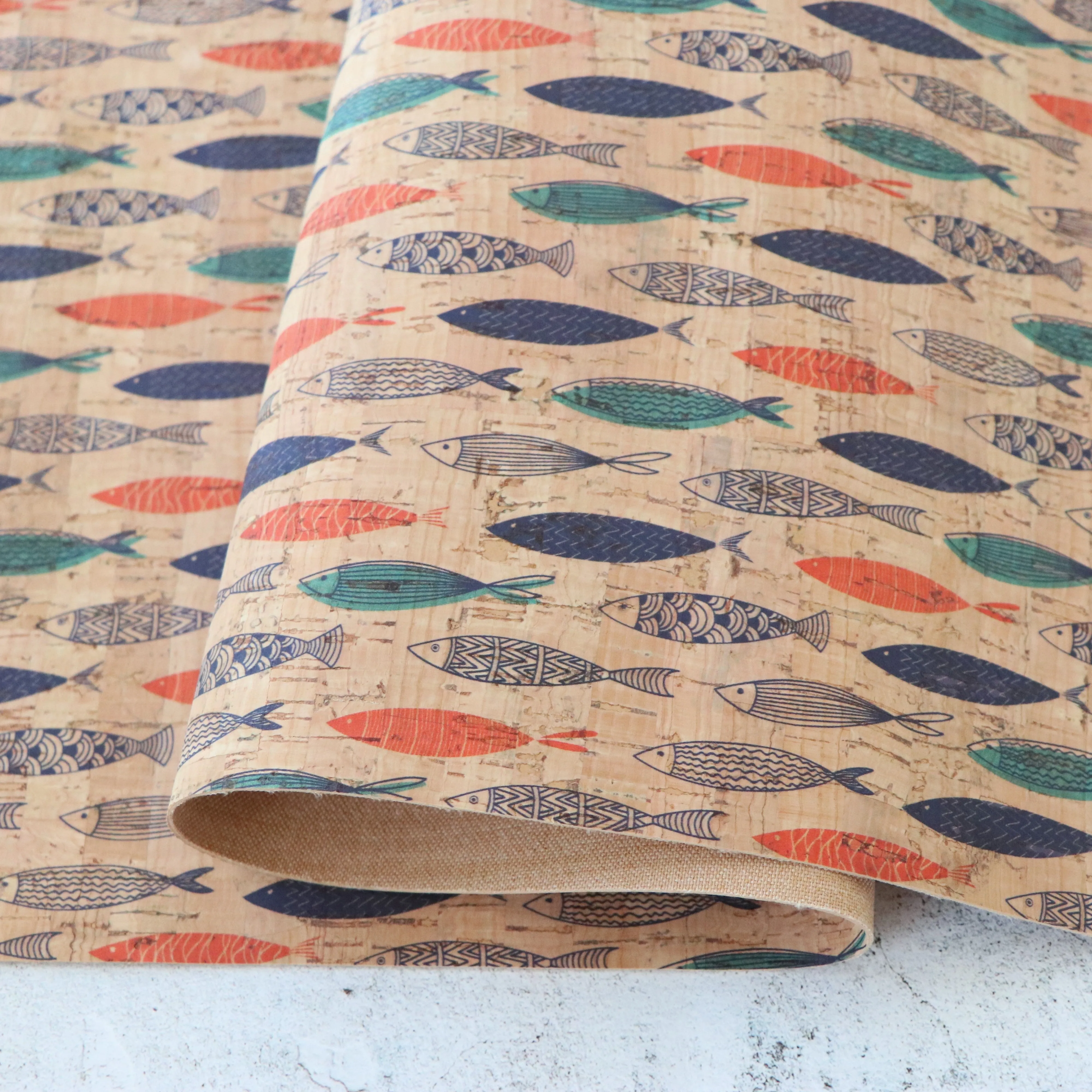 Portuguese Fish Cork Fabric 12in Cuts