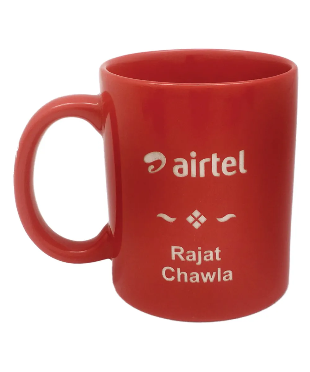 Red Engraved Ceramic Mugs